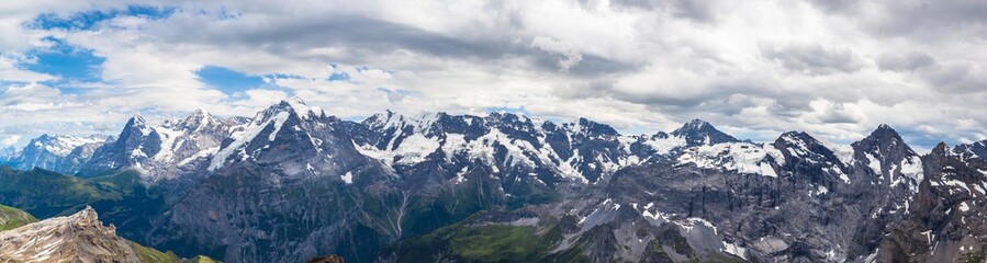Fototapeta na wymiar Panorama view of Swiss Alps on Bernese Oberland