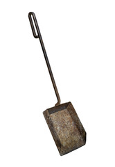old rusty ash shovel isolated over white background