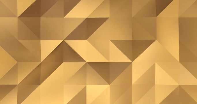 3d gold pattern abstract geometric polygon surface motion background loop 4k