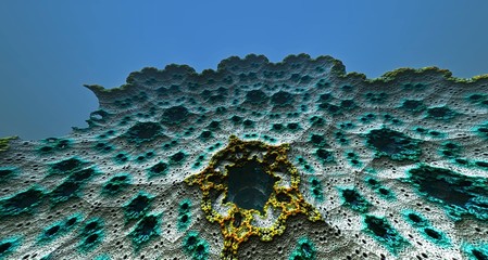 Moon surface or alien planet with craters 3d rendering