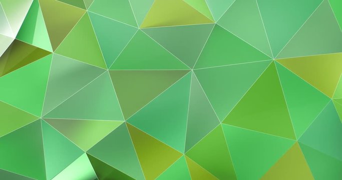 3d colorful green abstract geometric polygon surface motion background loop 4k