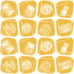 Seamless background with American Indians relics dingbats characters for your design