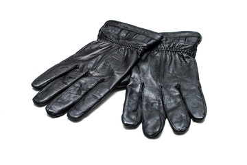 One pair of black artificial leather gloves