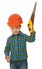 Boy with a saw in his hand