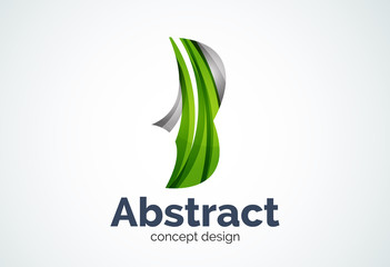 Abstract wave logo template, smooth motion concept