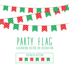 Fototapeta na wymiar Party Flag polka dot red and green color Illustration Vector For