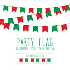 Party Flag polka dot red and green color Illustration Vector For