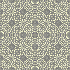 Seamless hand drawn mandala pattern. Vintage elements in oriental style with grunge effect. Can be used as fabric, paper and page fill. Islam, arabic, indian, turkish,ottoman, asian motifs. Vector.