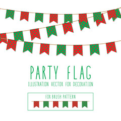Party Flag polka dot red and green color Illustration Vector For