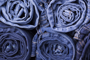 Jeans background. Texture. Roll.