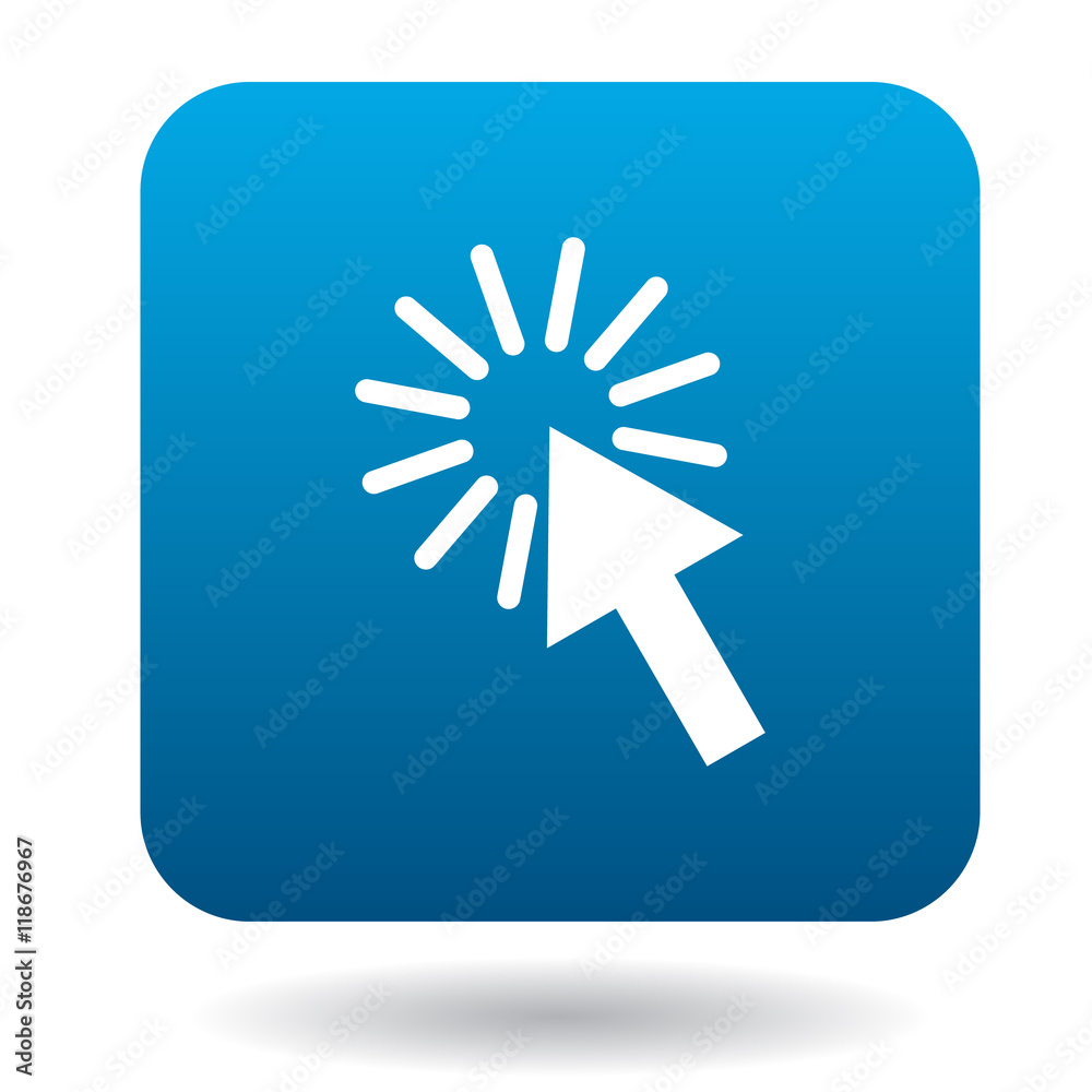 Poster computer mouse cursor icon in simple style on a white background