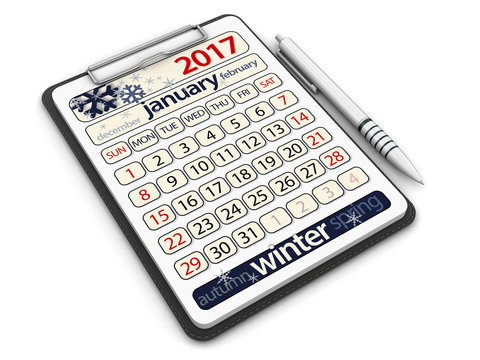 Clipboard with january. Image with clipping path