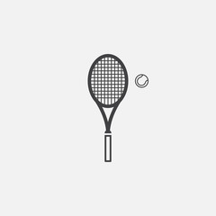 Tennis racket with ball icon vector, solid logo illustration, pictogram isolated on white