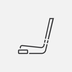 hockey stick and puck line icon, outline vector logo illustration, linear pictogram isolated on white