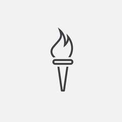Burning torch line icon, outline vector logo illustration, linear pictogram isolated on white