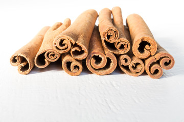 Cinnamon close up isolated on a white background