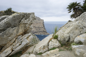 Cape formentor on the island of Majorca in Spain. Cliffs along t