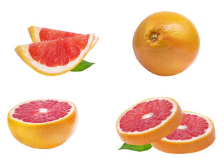 Grapefruit with slices isolated on white