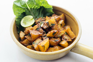 batata harra lebanese spicy fried garlic herb potato snack food