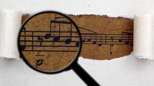 Magnifying glass on music sheet 