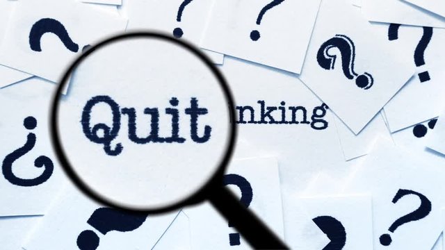 Magnifying glass on quit drinking