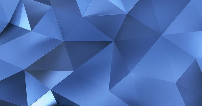 3d blue abstract geometric polygon surface motion background loop 4k
