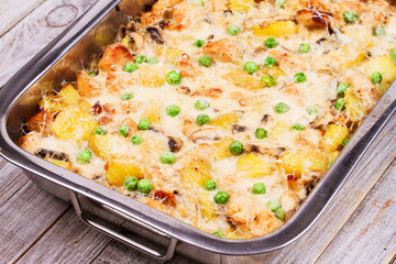 Baked Creamy Chicken with Potato and Mushrooms