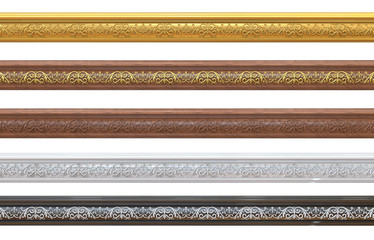 Different samples of classical cornices with patterns