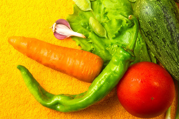 stilllife - different vegetables on yellow Board