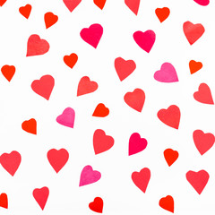 pink and red hearts cutout from color paper