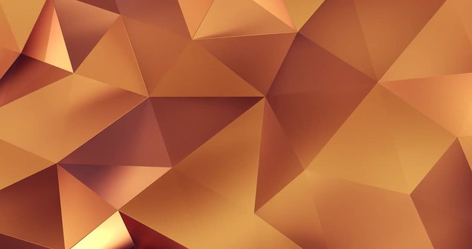 3d orange abstract geometric polygon surface motion background loop 4k