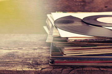 Naklejka premium stack of old records