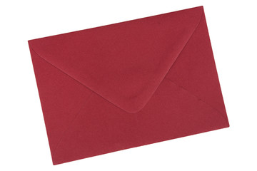 Dark red envelope on a white background