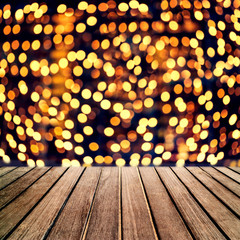 Abstract Christmas table background - Beautiful wood board table