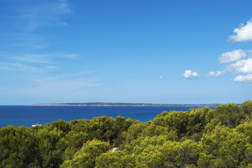 Fototapeta na wymiar Fomentera, Isole Baleari: la macchia mediterranea e panorami dell'isola il 2 settembre 2010