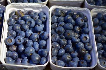 blueberries in a bowl at farmers market