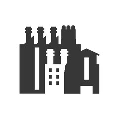 building plant factory industry icon. Flat silhouette and Isolated design. Vector illustration