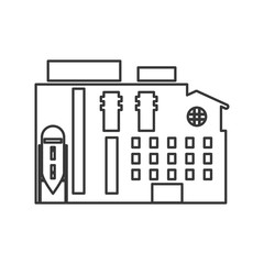 building plant factory industry icon. Flat silhouette and Isolated design. Vector illustration