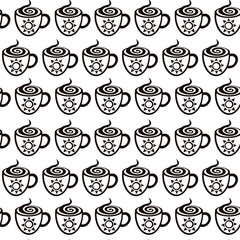 Espresso cups seamless vector pattern. 