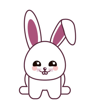 rabbit kawaii animal cartoon cute icon. Flat and Isolated design. Vector illustration