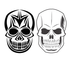 skull tattoo face gothic death evil icon. flat and isolated design. Vector illustration