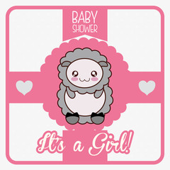 sheep cute animal cartoon baby shower card icon. Colorful and flat design. Vector illustration