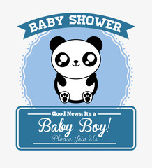 panda cute animal cartoon baby shower card icon. Colorful and flat design. Vector illustration
