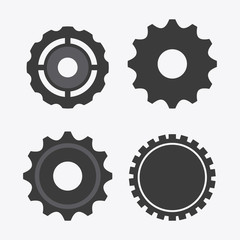 gear cog circle machine part metal icon set. Isolated and silhouette design. Vector illustration