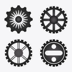 gear cog circle machine part metal icon set. Isolated and silhouette design. Vector illustration