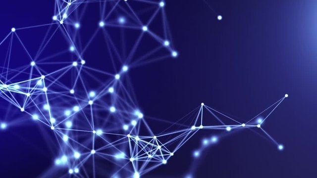 Network animation - connected dots. Seamless loop