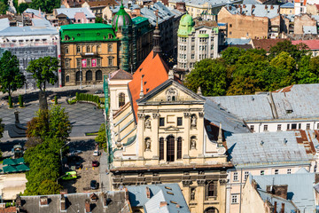 Lviv, Ukraine - 28 July 2016. Lviv old city panorama view