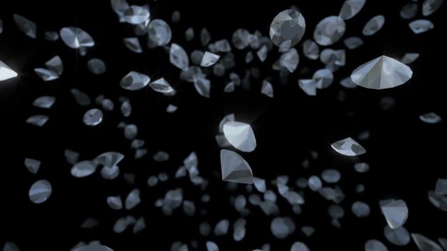 Diamonds beautiful background. seamless looped 3d animation 