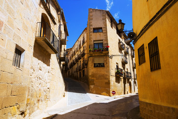 picturesque street of old spanish town. Calaceite,  Teruel
