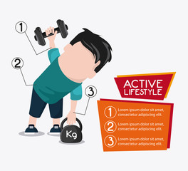 boy man cartoon weight lifting healthy lifestyle gym fitness icon. Colorful design. Vector illustration